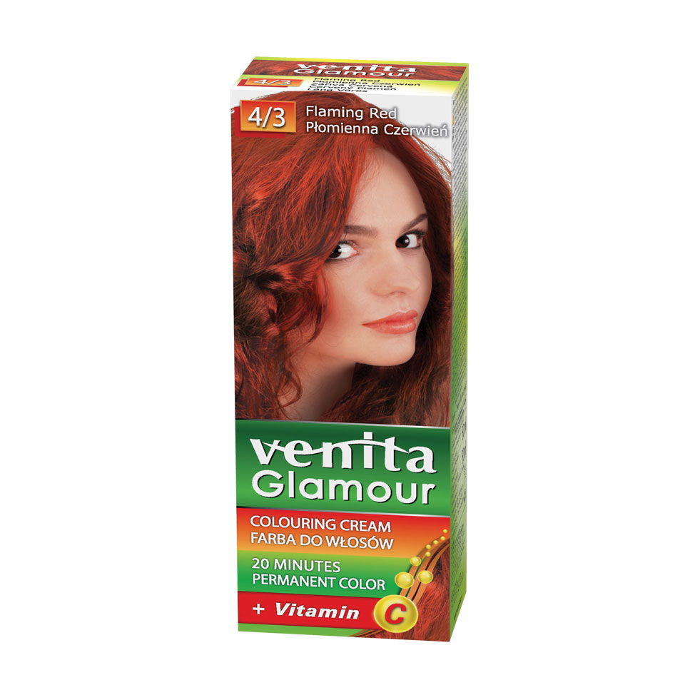Перманентна крем-фарба для волосся Venita Glamour Colouring Cream 4/3 Flaming Red, 100 мл